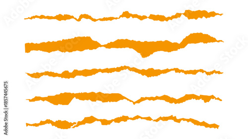 Orange Torn Paper Edges Set Isolated on White Background
