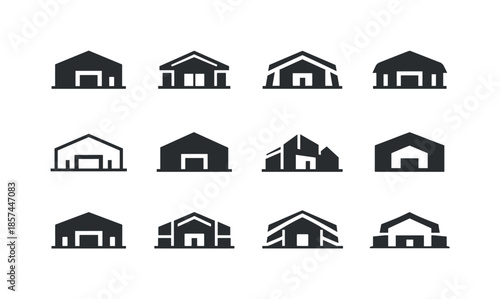 Building Icon Set. Building. Icon set. Set Logo of building: warehouse structure. harmonious logo variations of the same emblematic concept, each