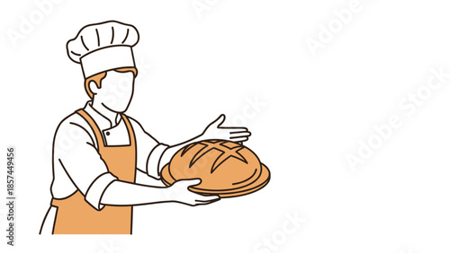 Chef Holding Freshly Baked Loaf of Bread.