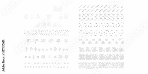 Abstract pattern of various sketched shapes and linear designs in grayscale