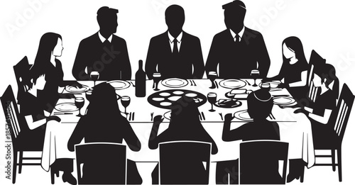 Business meeting around a dining table