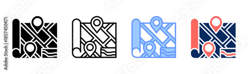 Niche Map icon set multiple style collection