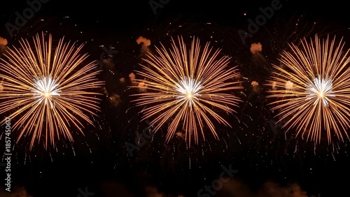 Captivating aerial fireworks display illuminating the night sky with vibrant bursts of light