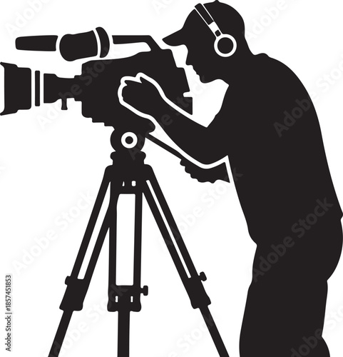 Cameraman filming with a professional camera