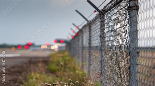 Wallpaper Mural Medium shot focusing on combined wildlife hazard management strategies showcasing fencing and visual aids to enhance airport safety measures. Torontodigital.ca