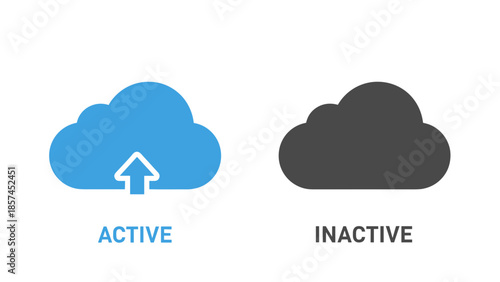 Cloud Computing Active Inactive Status Icons.