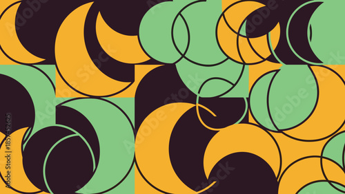 Colorful Abstract Shapes and Circles Pattern.