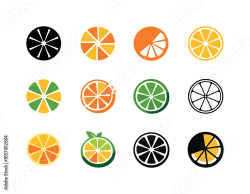 Cocktail Logo Variations. Cocktail specials. Icon set. Set Logo of cocktail specials: citrus garnish slice. harmonious logo variations of the same emblematic