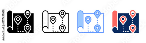 Competitor Map icon set multiple style collection