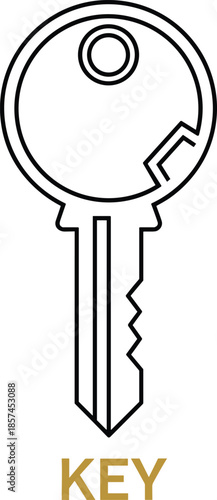 Vector Illustration of a Door Key Outline Icon for Home Security Property Access Real Estate Protection and Locksmith Service Concepts