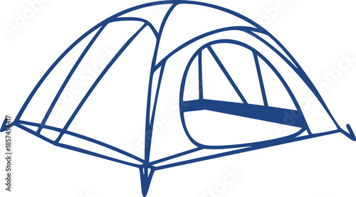 Hand Drawn Camping Tent | Black and White Line Art Outdoor Illustration