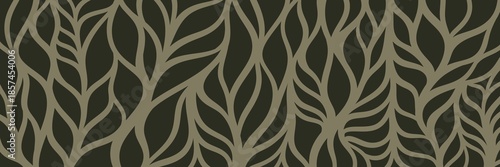 Obraz na płótnie Deep green abstract botanical texture with dense leaf-shaped line pattern, elegant natural background