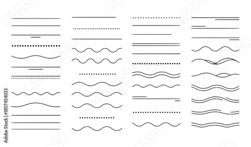 Modern minimal chapter divider vector set with line and wave text separators for documents and layouts