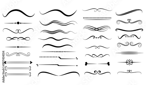 Decorative chapter divider and frame element vector collection with elegant swirls and text delimiters