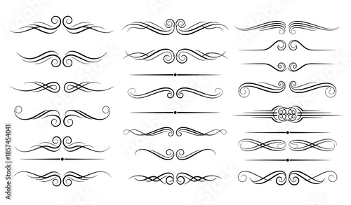 Elegant ornamental chapter divider vector set with classic swirl text separators for certificates and documents