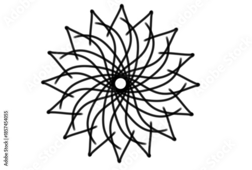 Intricate black geometric floral pattern on white background