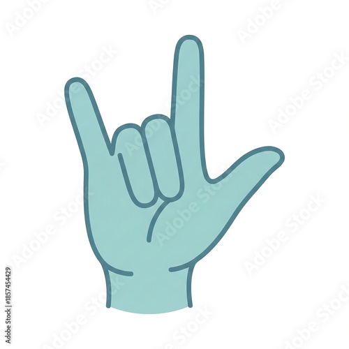 Hand gesture representing the American Sign Language sign for 'I Love You', with fingers forming a distinct shape