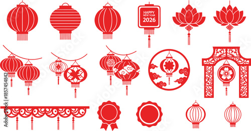 Chinese new year decorations and symbols