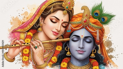 Radha and krishna's divine love portrayed through music and devotion