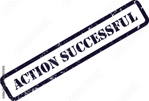 A black rubber stamp impression clearly displays ACTION SUCCESSFUL diagonally on a white surface