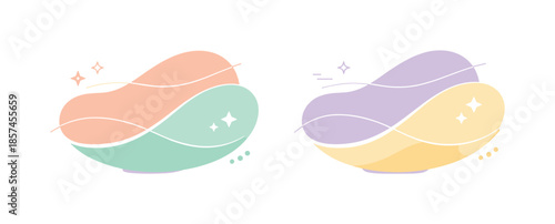 Harmonious Spring Palette. Two-tone spring color sets. A soft spring palette with two complementary pastel tones arranged in flowing abstract shapes, evoking