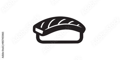 Sushi piece of fish fillet solid icon, japanese food concept. Vector graphics. Seafood sushi, seafood sign on white background, style icon mobile or web desig