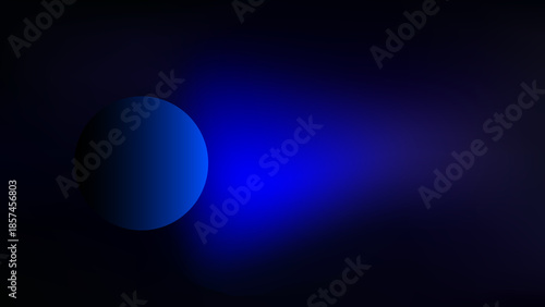 Minimalist Blue Planet and Nebula Abstract Space Background with Deep Shadow and Ethereal Glow