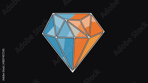 Colorful Diamond Geometric Shape Illustration Art.