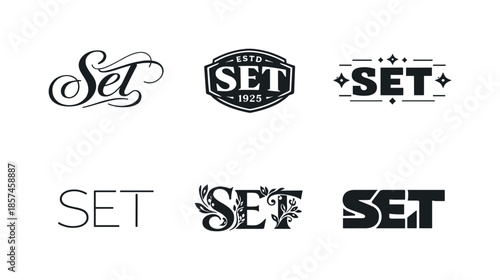 Elegant Logo Variations. Elegant Serif Logo. Set lettering. harmonious lettering variations of the same emblematic concept, each with different artistic