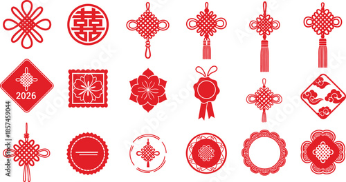 Collection of traditional chinese new year decorations and symbols