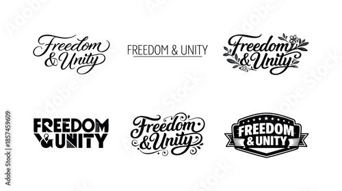 Artistic Lettering Variations. Freedom and unity. Set lettering. harmonious lettering variations of the same emblematic concept, each with different artistic