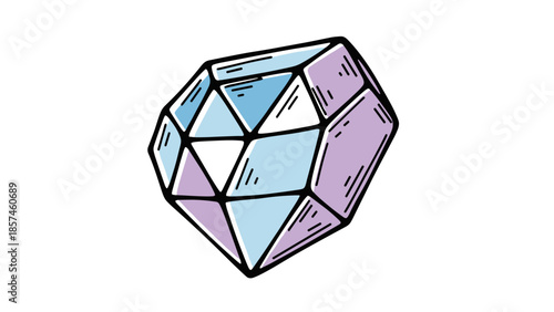 Colorful Geometric Dodecahedron Shape Illustration.