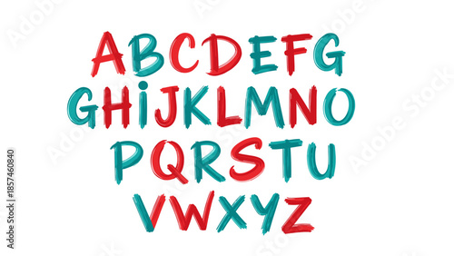 Colorful Handwritten Alphabet Letters on White.