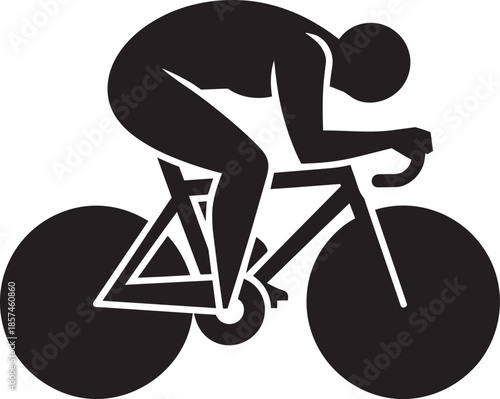 Silhouette of professional cyclist riding racing bicycle in aerodynamic tuck position