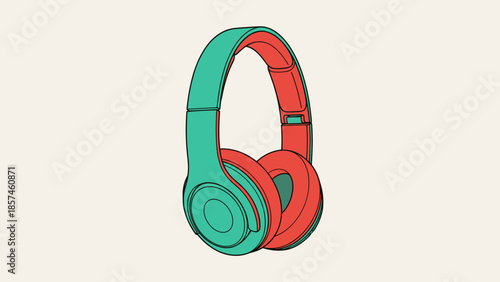 Colorful Headphones Illustration Modern Design.