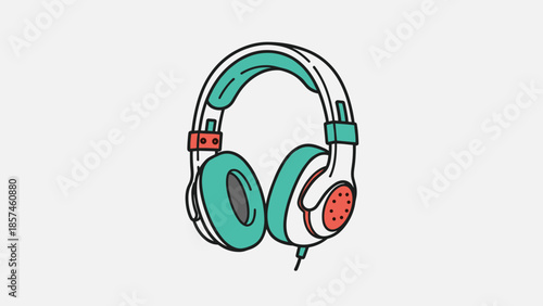 Colorful Headphones with Ear Cushions and Cable.