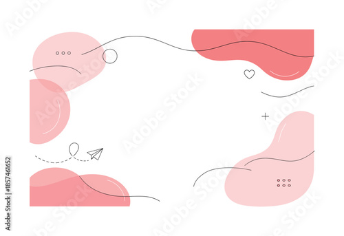 Soft Abstract Harmony. Red and Pink Abstract Background. A light abstract layout with rounded forms and thin contours drifting gently, creating a harmonious