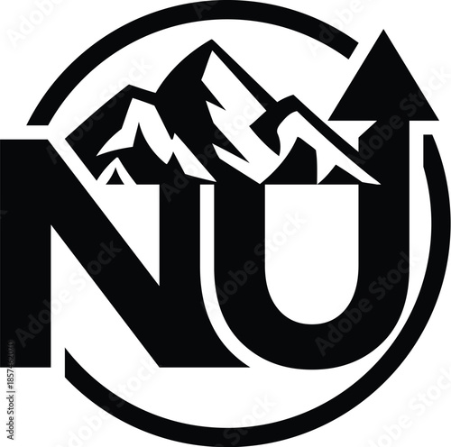 Letter NU mountain logo