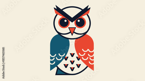 Colorful Owl Illustration with Vibrant Wings.