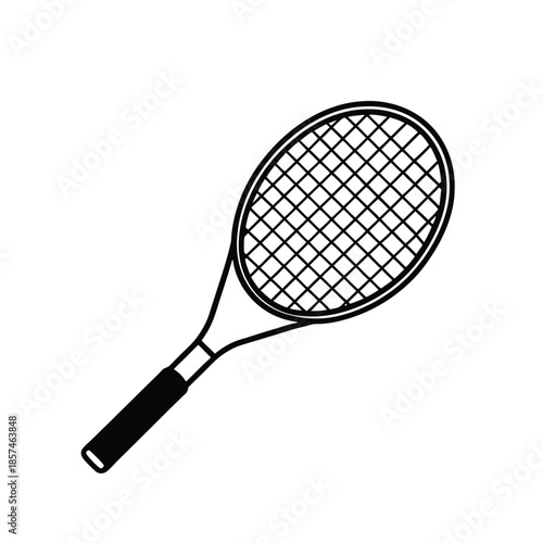 Black and white tennis racket illustration for sports design