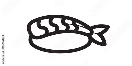 Sushi piece with fish fillet solid icon, japanese food concept. Vector graphics. Shrimp tail sushi, seafood sign on white background, style icon mobile or web design.