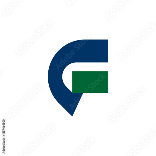 Modern Geometric Letter G Pin Location Logo, Minimalist Blue and Green Navigation Branding Icon Vector.
