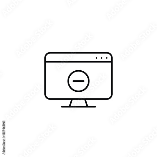 Minus on computer. Remove user or profile picture. Restrict access. Pixel perfect, editable stroke vector icon