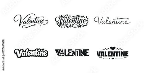 Valentine Script Variations. Stylish Valentine Script. Set lettering. harmonious lettering variations of the same emblematic concept, each with different
