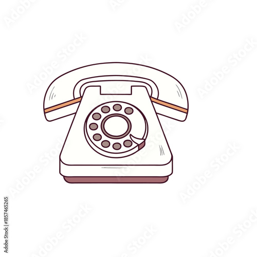 Vintage Rotary Phone Illustration on Transparent Background
