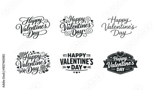 Valentine Lettering Variations. Refined Valentine Script Design. Set lettering. harmonious lettering variations of the same emblematic concept, each with