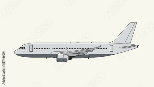 Commercial Airplane in Flight Mode Illustration.