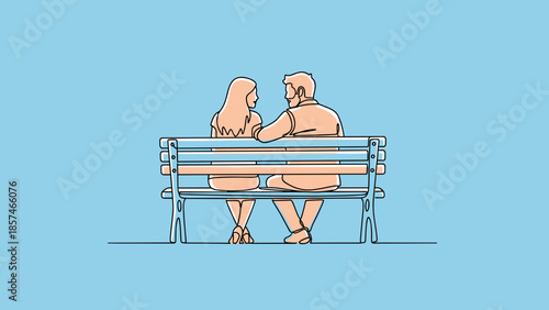 Couple Sitting Together on Bench Facing Away.