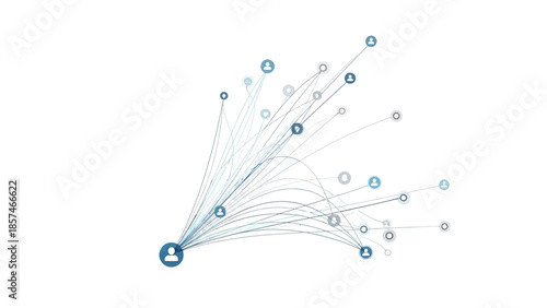 A network of stylized human icons connected by lines, representing connections and communication.