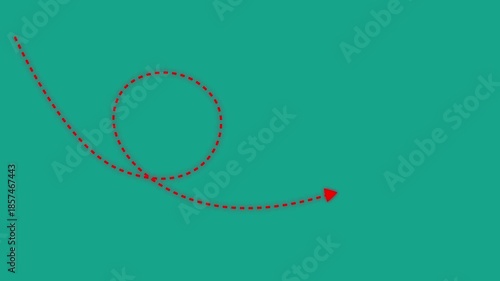 Long dotted line arrow animation to indicate an object. abstract arrow animation following wavy dotted line